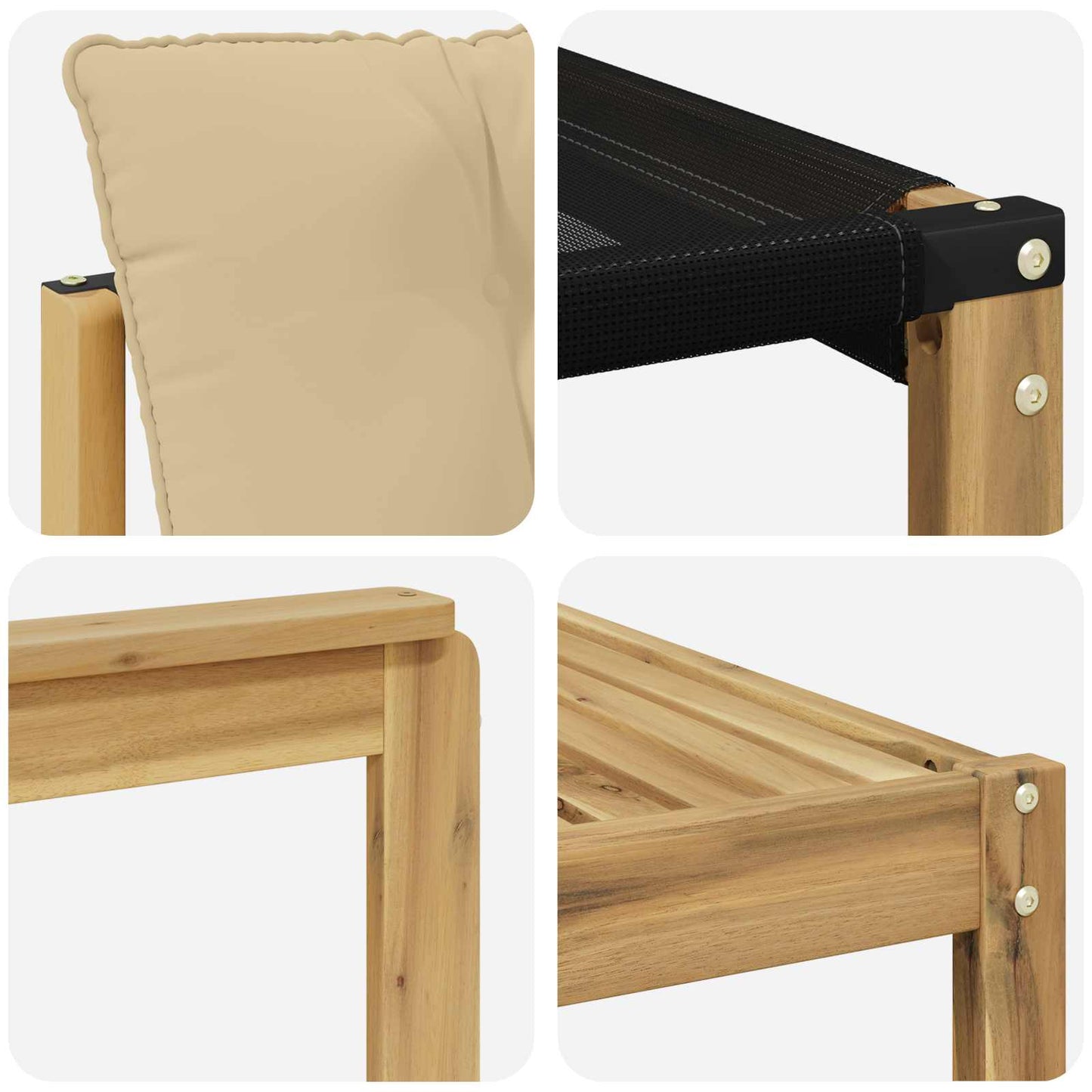 Buiten bankenset 9 pcs Wit en Beige Massief Acaciahout
