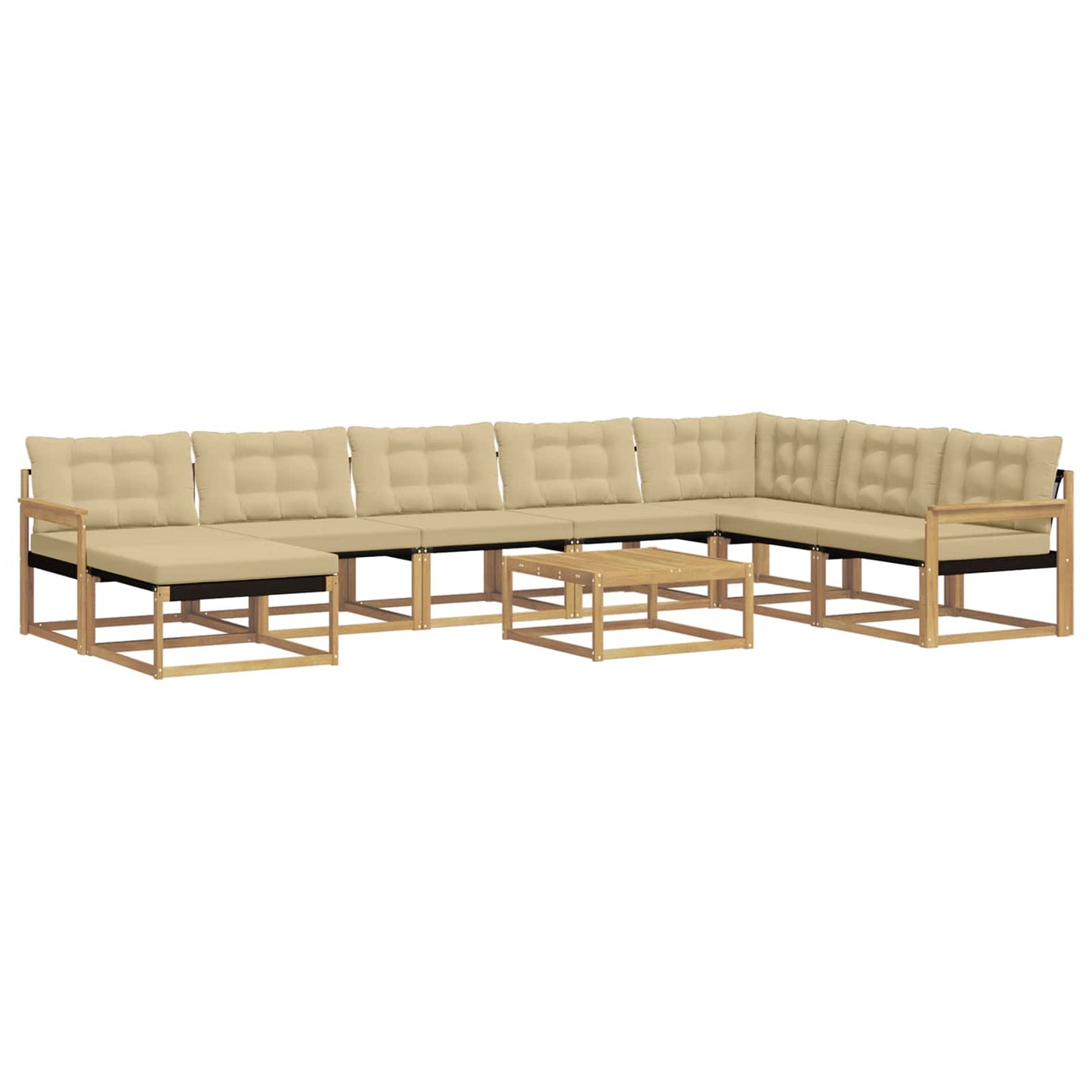 Buiten bankenset 9 pcs Wit en Beige Massief Acaciahout