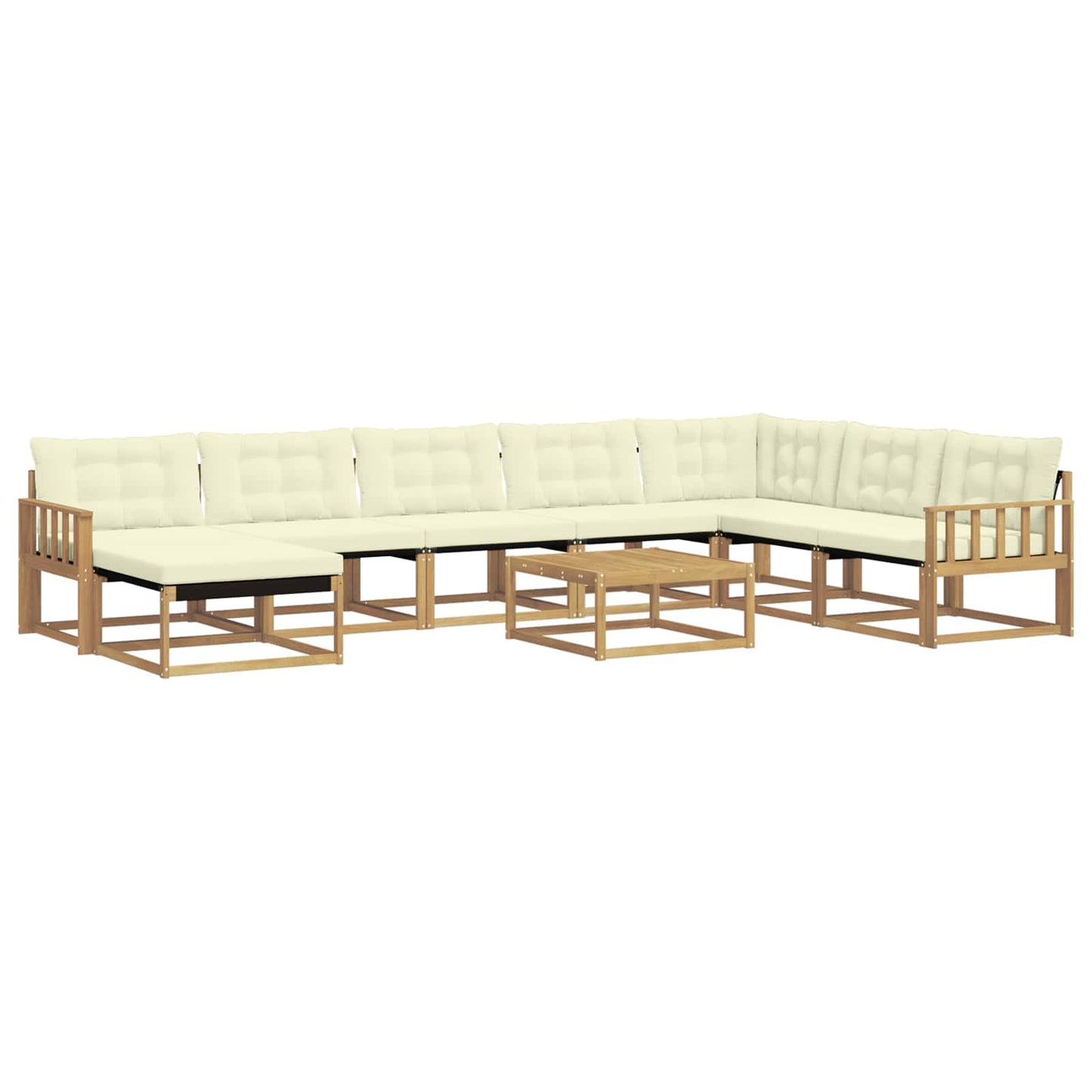 Buiten bankenset 9 pcs Wit en crèmekleurig Massief Acaciahout
