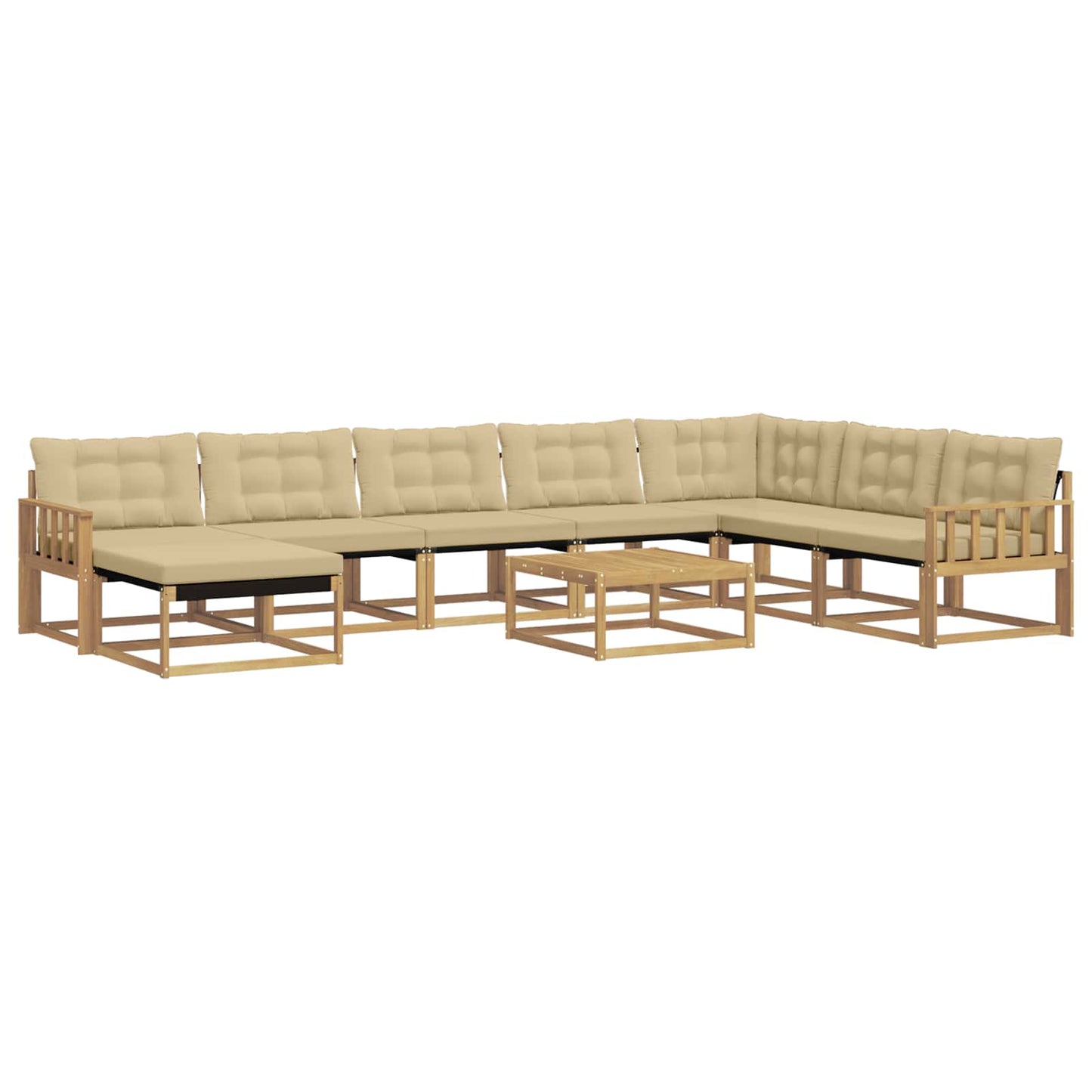 Buiten bankenset 9 pcs Wit en Beige Massief Acaciahout