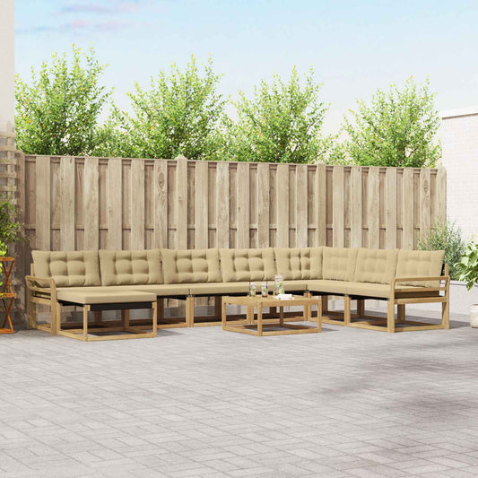 Buiten bankenset 9 pcs Wit en Beige Massief Acaciahout is nu te koop bij PeponiXL, paradijselijk wonen!