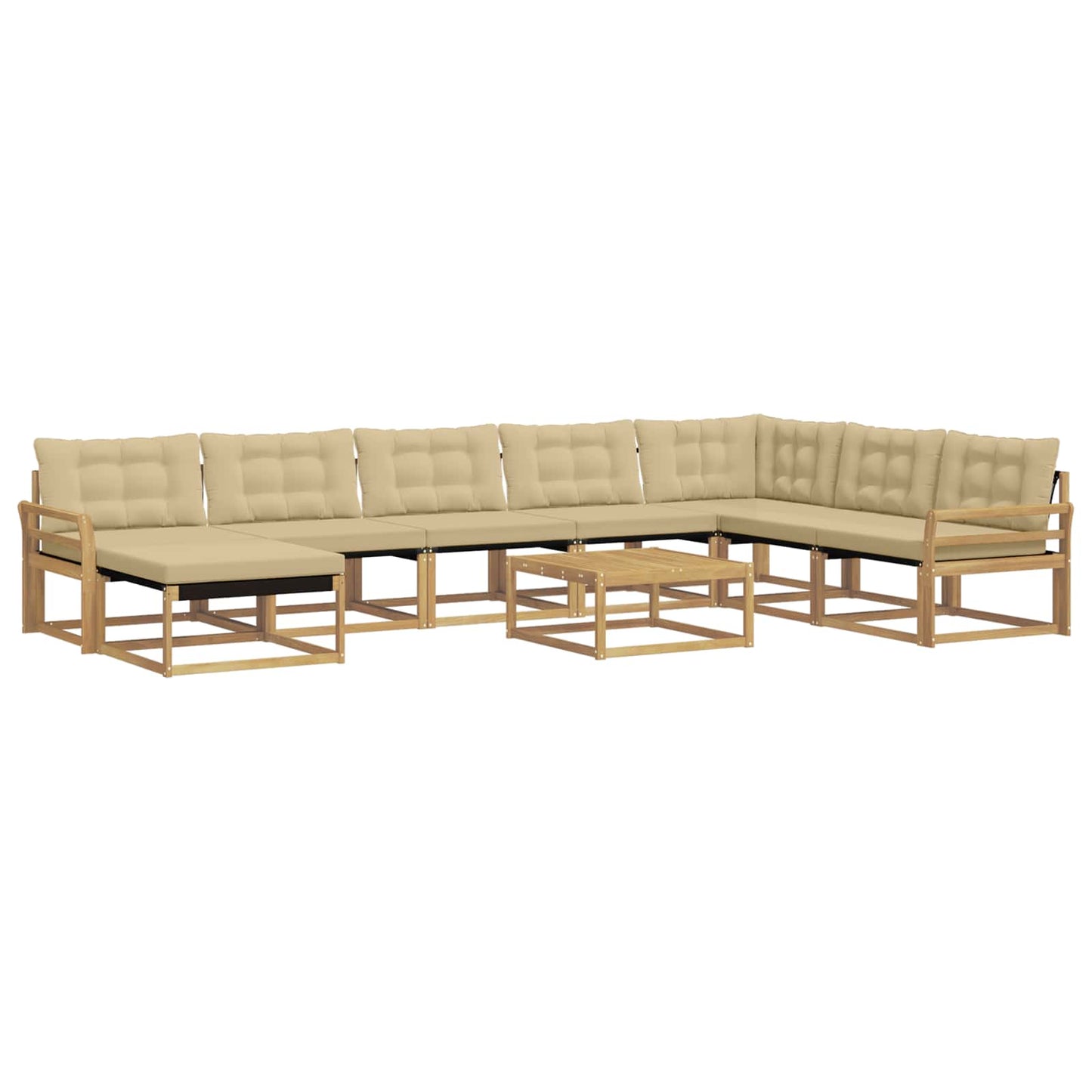 Buiten bankenset 9 pcs Wit en Beige Massief Acaciahout