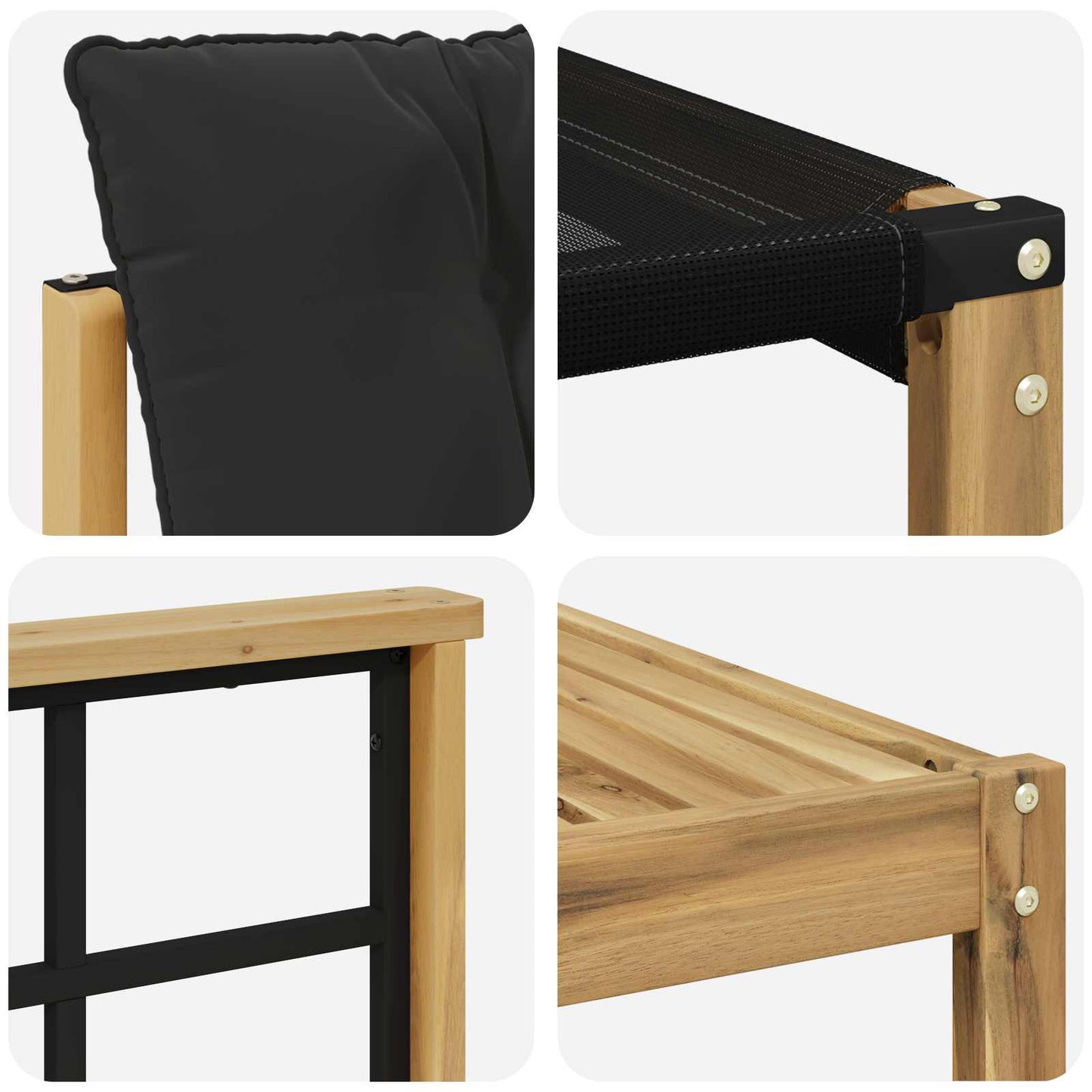Buiten bankenset 9 pcs Wit en zwart Massief Acaciahout