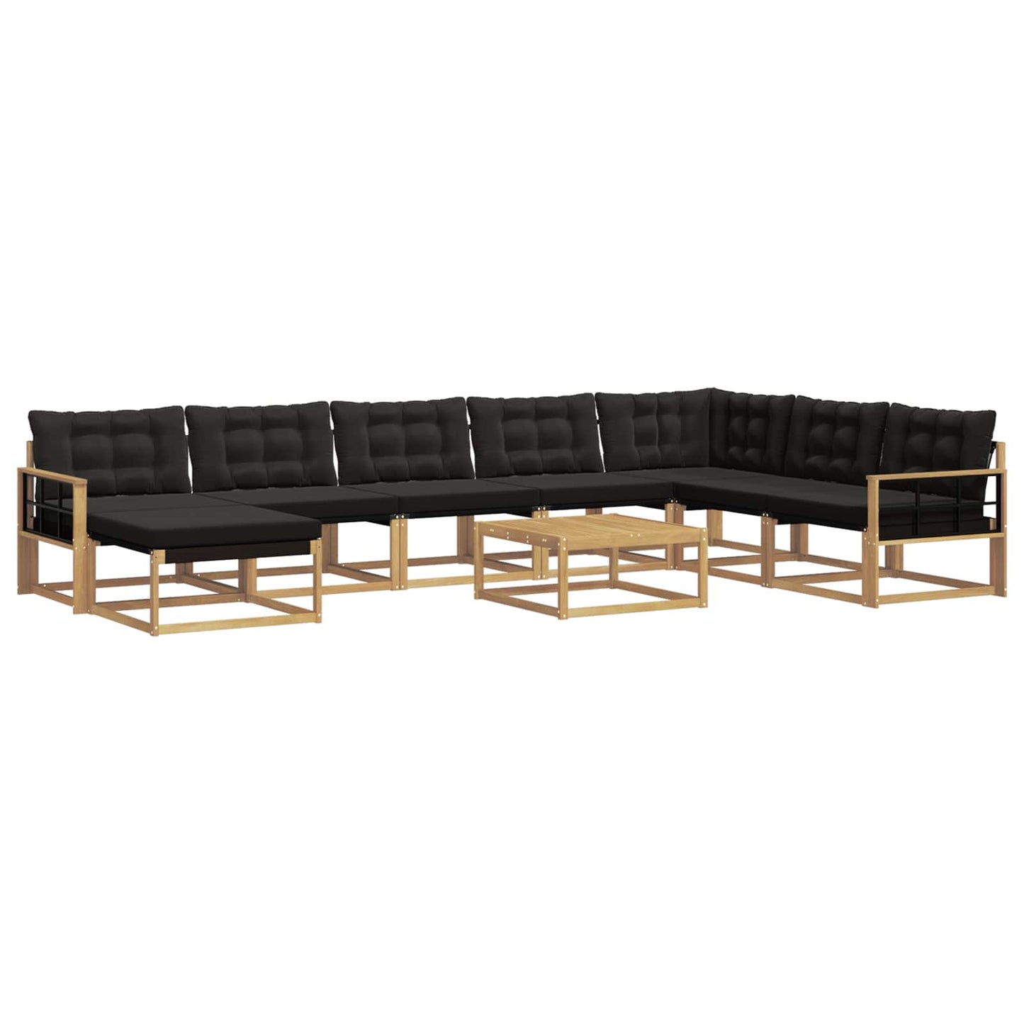 Buiten bankenset 9 pcs Wit en zwart Massief Acaciahout