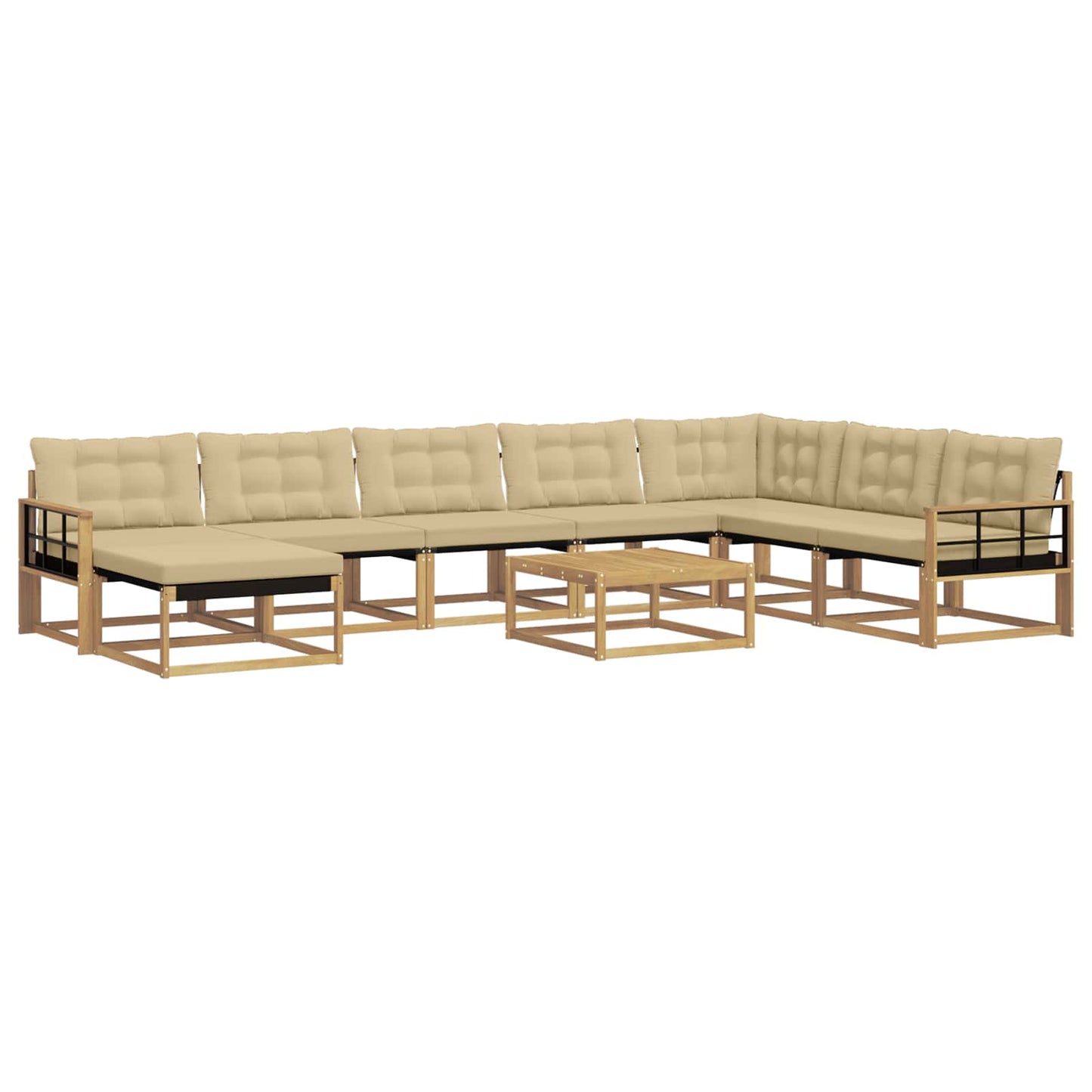 Buiten bankenset 9 pcs Wit en Beige Massief Acaciahout