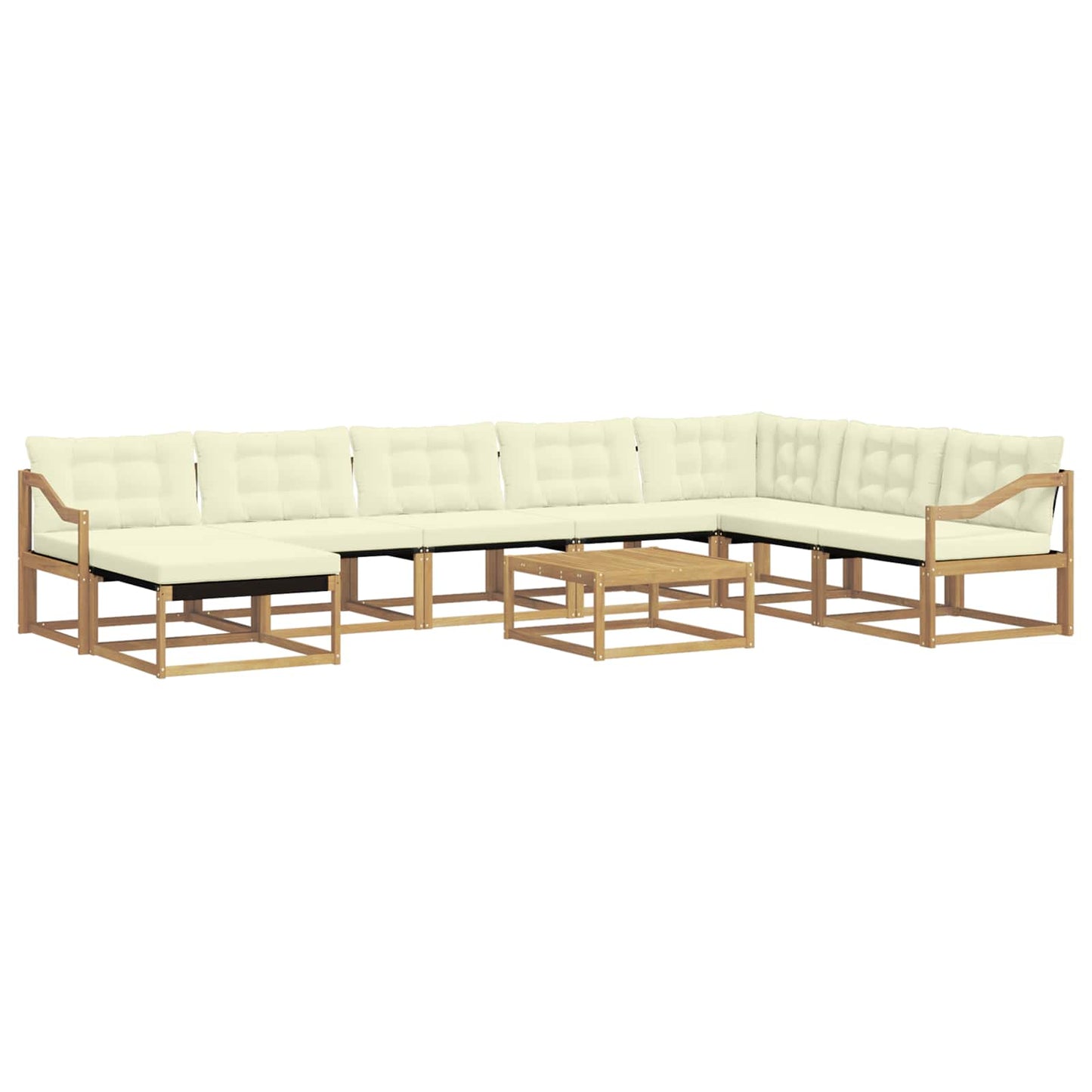 Buiten bankenset 9 pcs Wit en crèmekleurig Massief Acaciahout