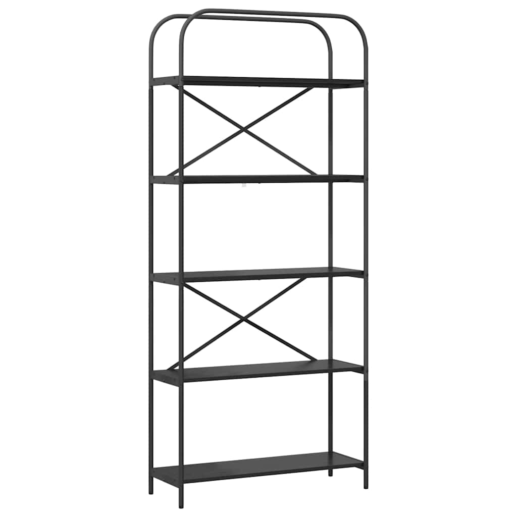 Boekenkast Zwart Eiken 80 x 30 x 183 cm Bewerkt hout is nu te koop bij PeponiXL, paradijselijk wonen!