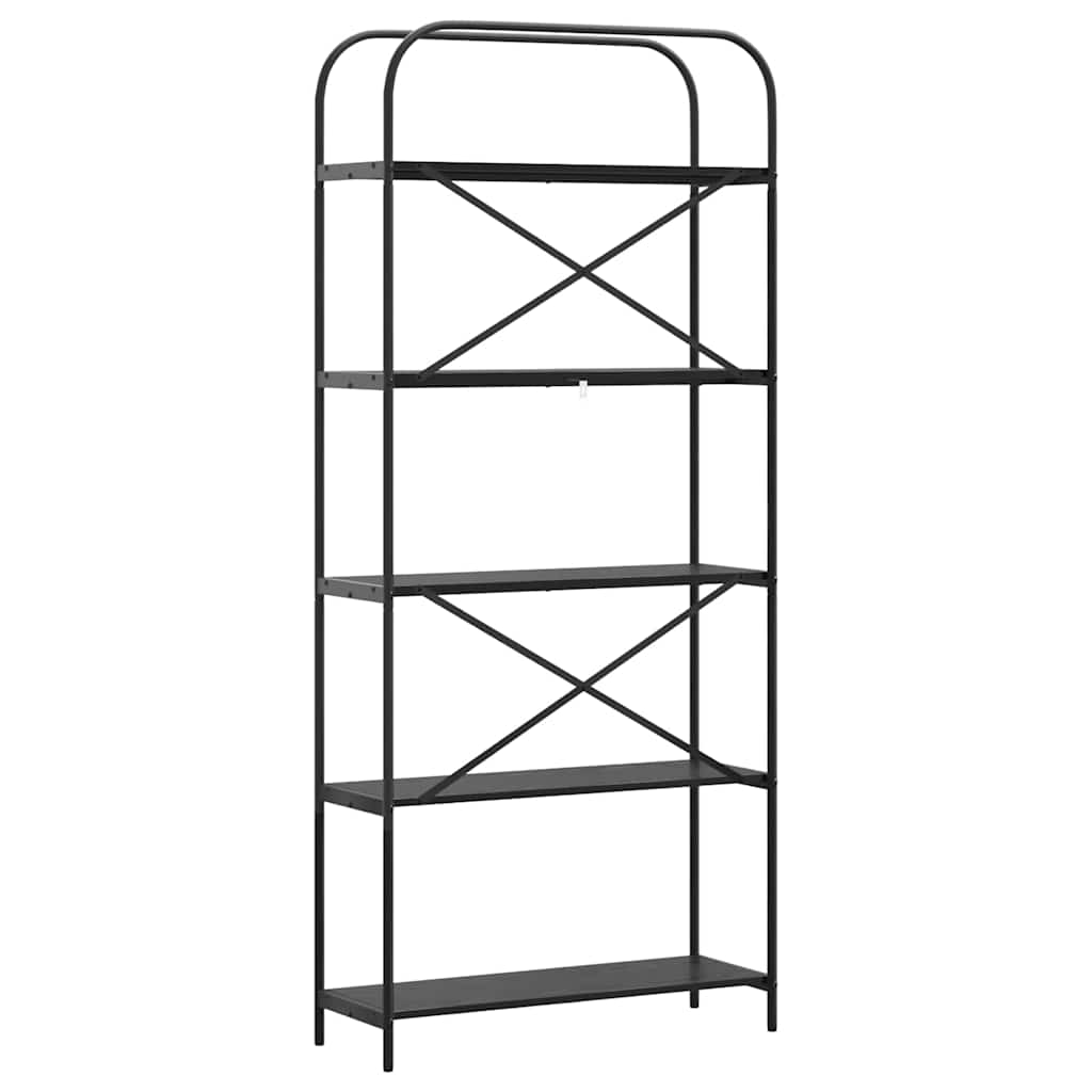 Boekenkast Zwart Eiken 80 x 30 x 183 cm Bewerkt hout is nu te koop bij PeponiXL, paradijselijk wonen!