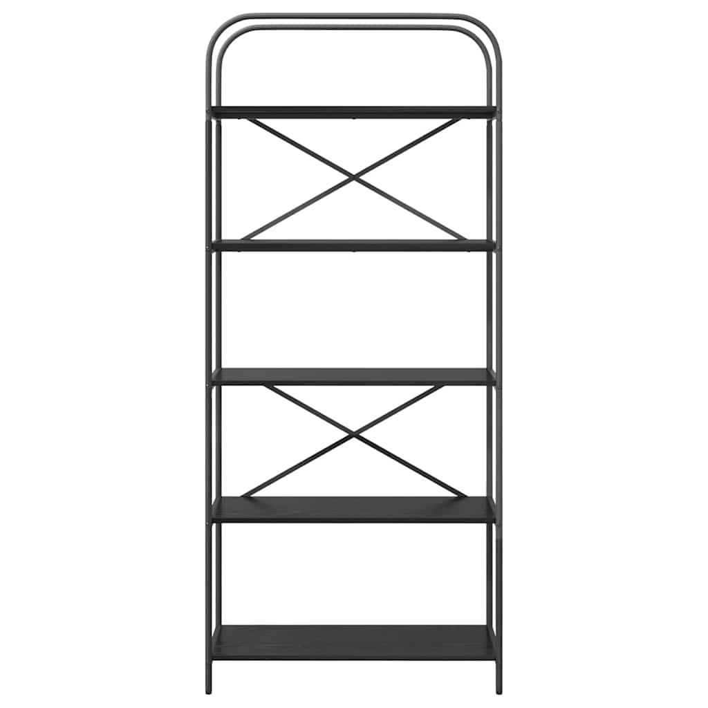 Boekenkast Zwart Eiken 80 x 30 x 183 cm Bewerkt hout is nu te koop bij PeponiXL, paradijselijk wonen!