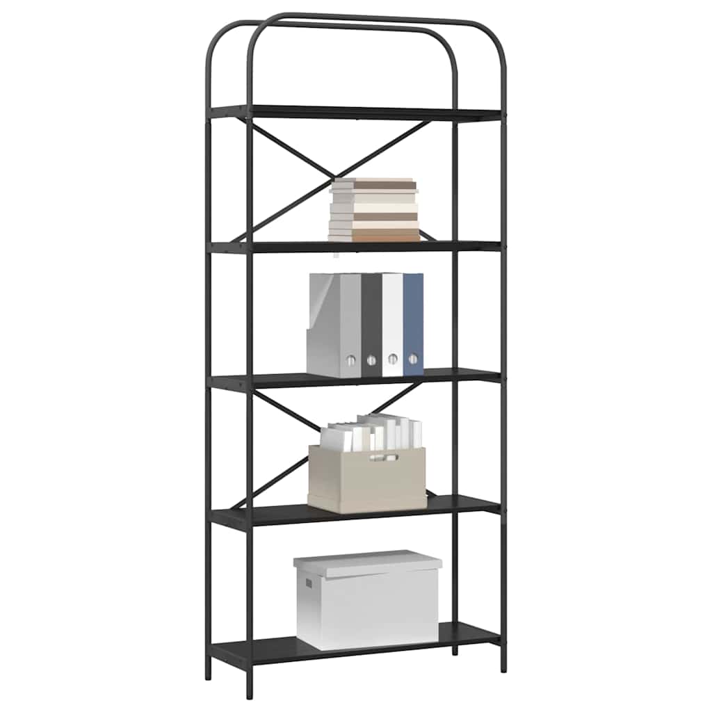 Boekenkast Zwart Eiken 80 x 30 x 183 cm Bewerkt hout is nu te koop bij PeponiXL, paradijselijk wonen!