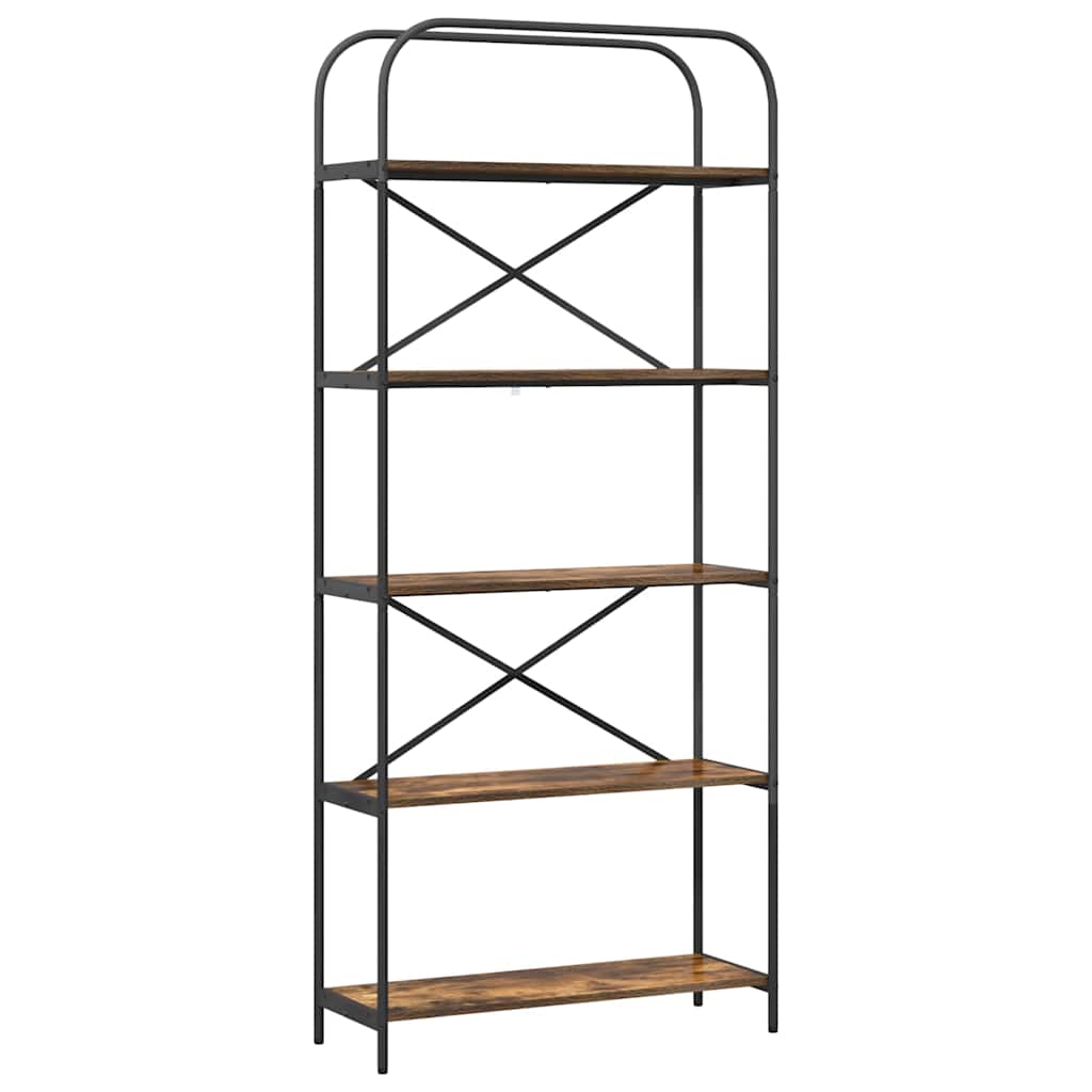 Boekenkast Gerookt eiken 80 x 30 x 183 cm Bewerkt hout is nu te koop bij PeponiXL, paradijselijk wonen!