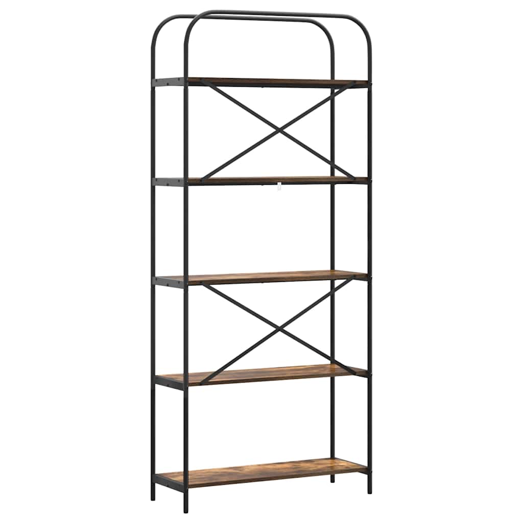 Boekenkast Gerookt eiken 80 x 30 x 183 cm Bewerkt hout is nu te koop bij PeponiXL, paradijselijk wonen!