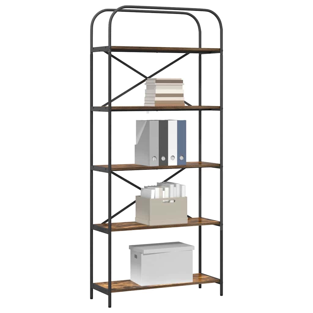 Boekenkast Gerookt eiken 80 x 30 x 183 cm Bewerkt hout is nu te koop bij PeponiXL, paradijselijk wonen!