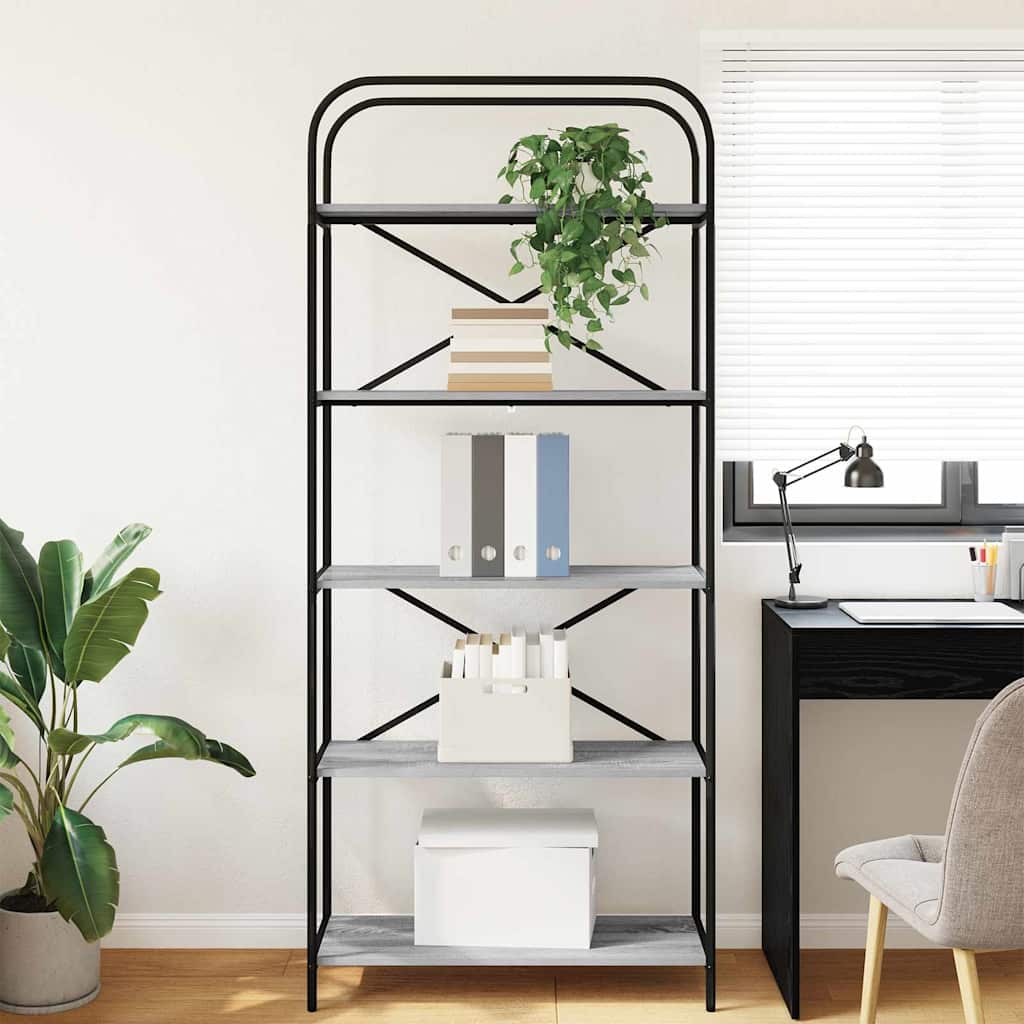 Boekenkast Grijs Sonoma 80 x 30 x 183 cm Bewerkt hout is nu te koop bij PeponiXL, paradijselijk wonen!