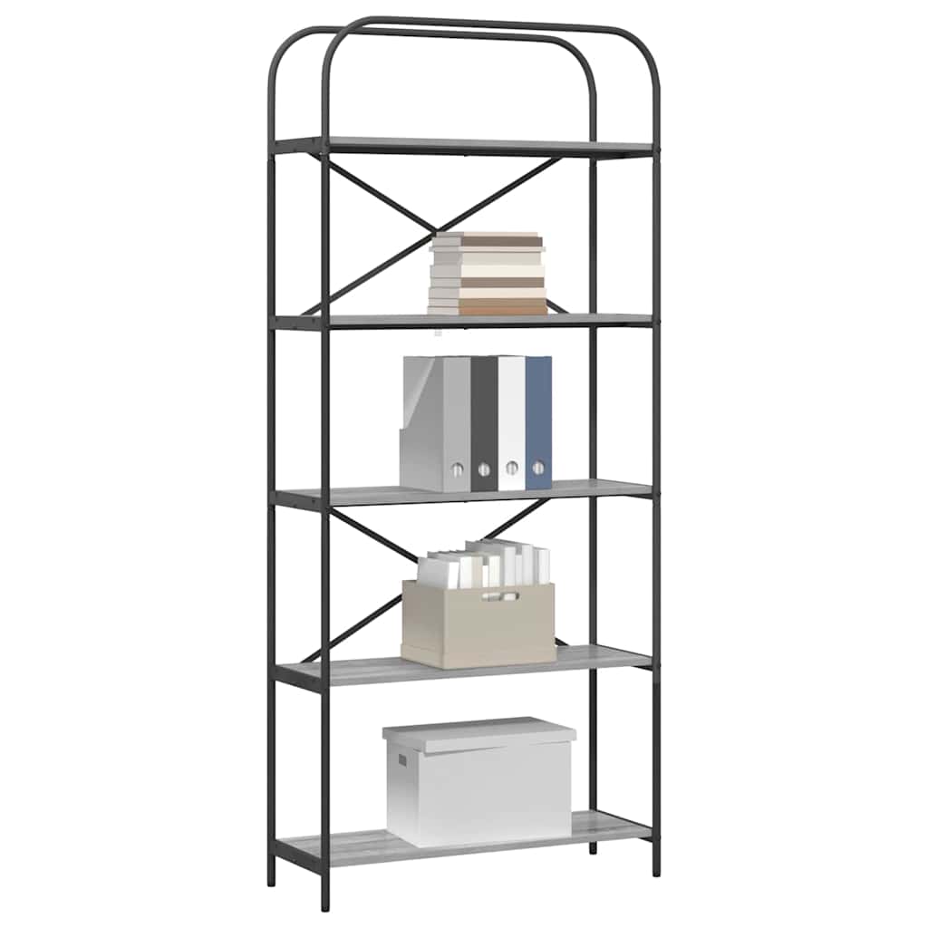 Boekenkast Grijs Sonoma 80 x 30 x 183 cm Bewerkt hout is nu te koop bij PeponiXL, paradijselijk wonen!