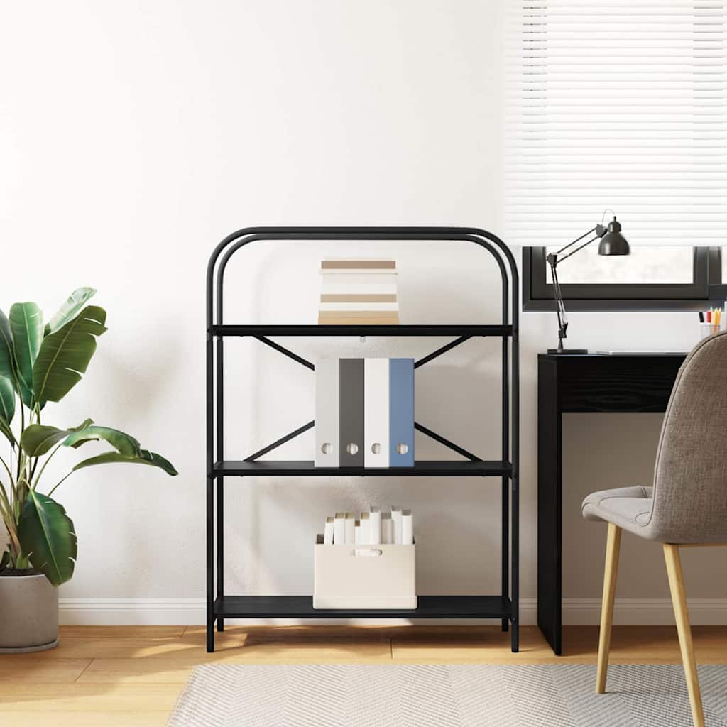 Boekenkast Zwart Eiken 80 x 30 x 109 cm Bewerkt hout is nu te koop bij PeponiXL, paradijselijk wonen!