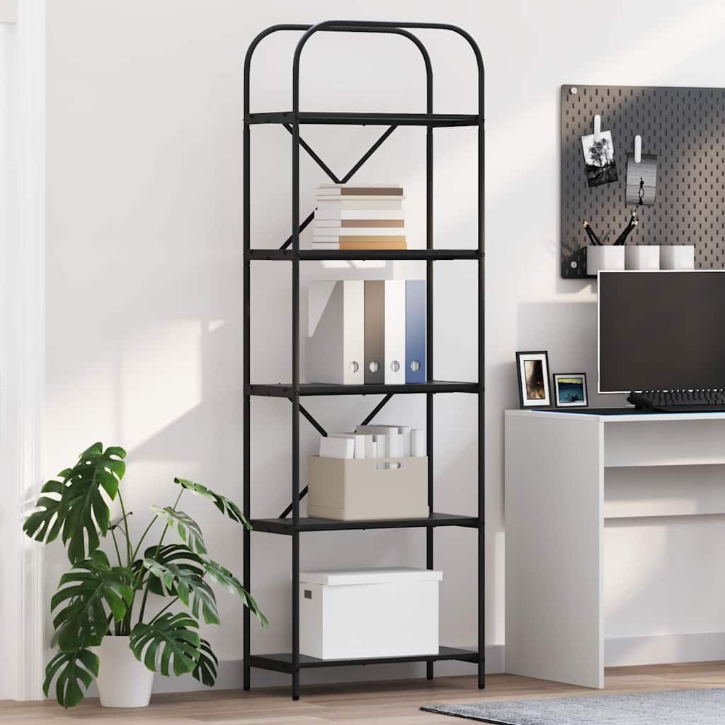 Boekenkast Zwart Eiken 60 x 30 x 183 cm Bewerkt hout is nu te koop bij PeponiXL, paradijselijk wonen!