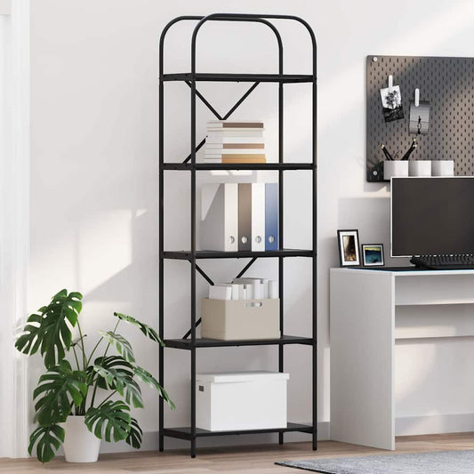 Boekenkast Zwart Eiken 60 x 30 x 183 cm Bewerkt hout is nu te koop bij PeponiXL, paradijselijk wonen!