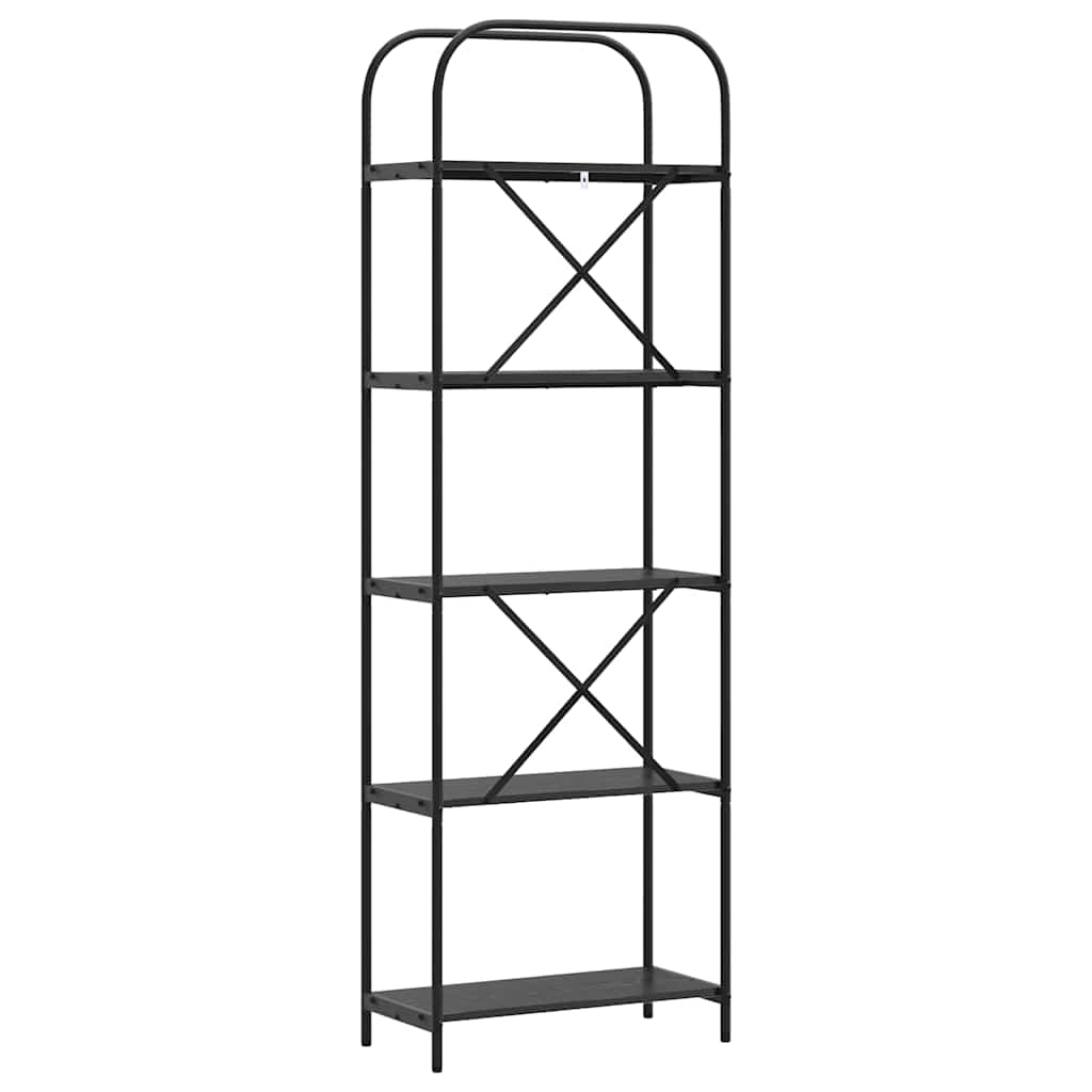 Boekenkast Zwart Eiken 60 x 30 x 183 cm Bewerkt hout is nu te koop bij PeponiXL, paradijselijk wonen!