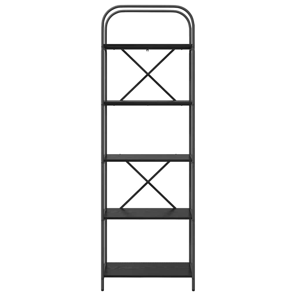 Boekenkast Zwart Eiken 60 x 30 x 183 cm Bewerkt hout is nu te koop bij PeponiXL, paradijselijk wonen!