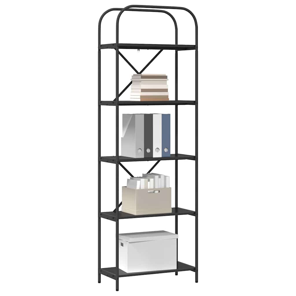 Boekenkast Zwart Eiken 60 x 30 x 183 cm Bewerkt hout is nu te koop bij PeponiXL, paradijselijk wonen!