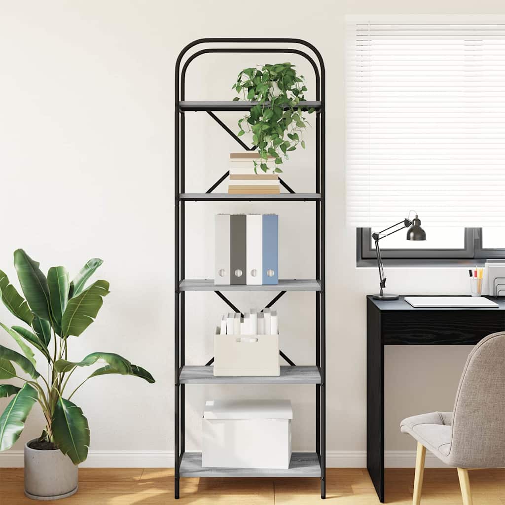 Boekenkast Grijs Sonoma 60 x 30 x 183 cm Bewerkt hout is nu te koop bij PeponiXL, paradijselijk wonen!