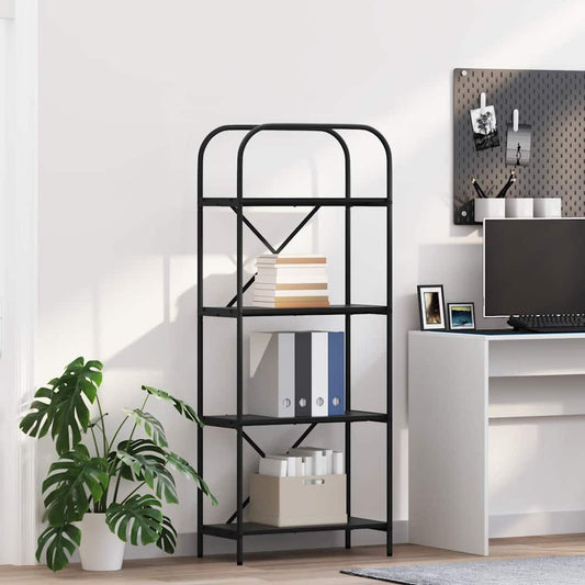 Boekenkast Zwart Eiken 60 x 30 x 146 cm Bewerkt hout is nu te koop bij PeponiXL, paradijselijk wonen!