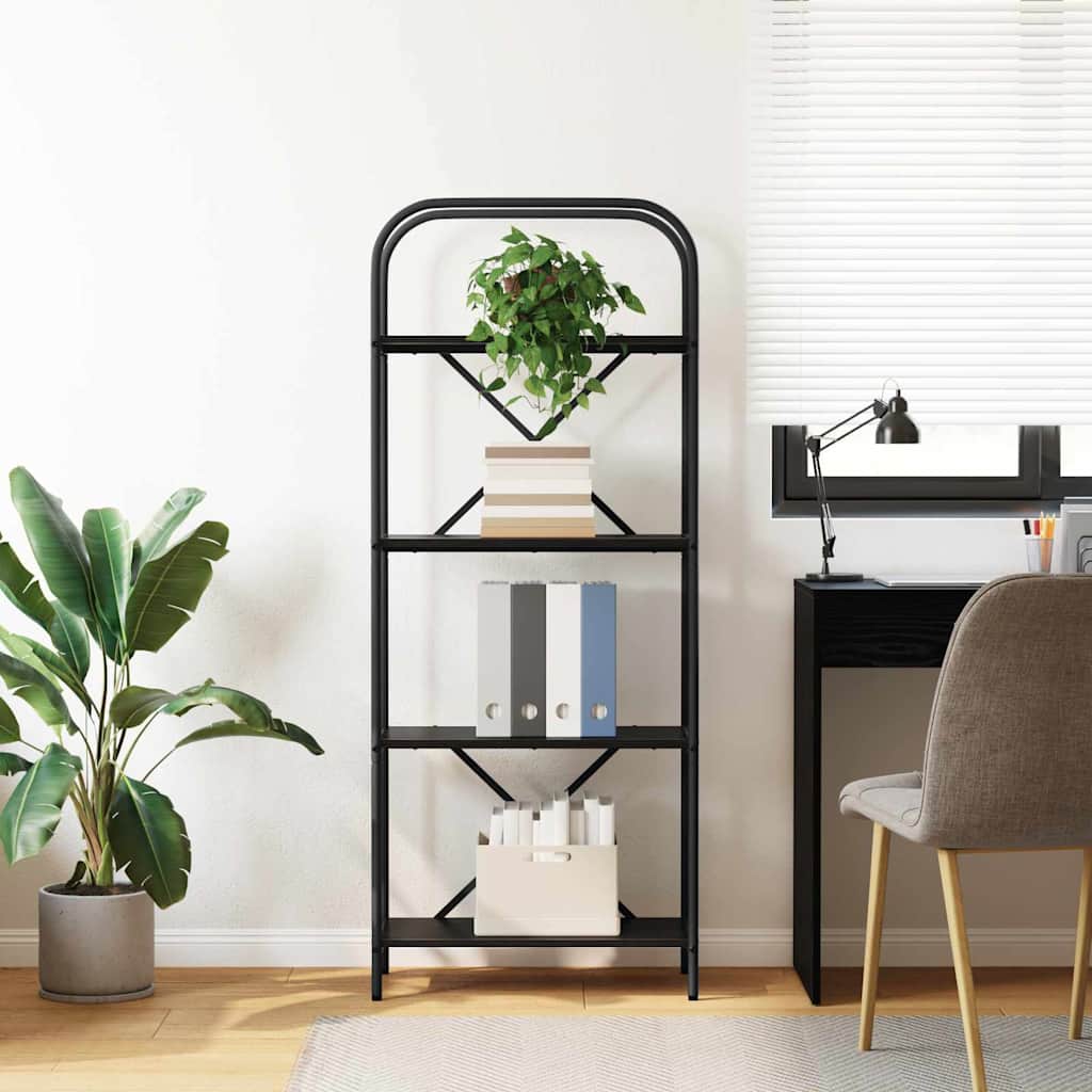 Boekenkast Zwart Eiken 60 x 30 x 146 cm Bewerkt hout is nu te koop bij PeponiXL, paradijselijk wonen!