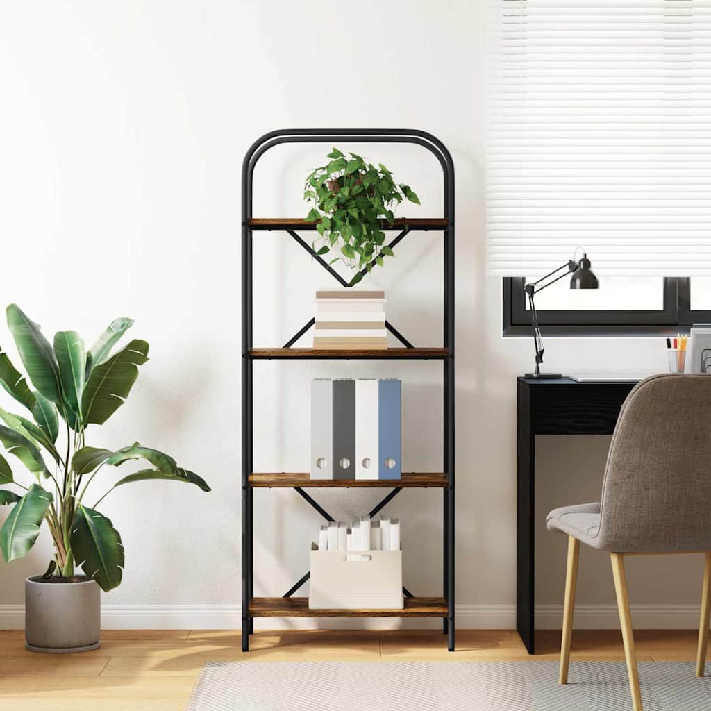 Boekenkast Gerookt eiken 60 x 30 x 146 cm Bewerkt hout is nu te koop bij PeponiXL, paradijselijk wonen!