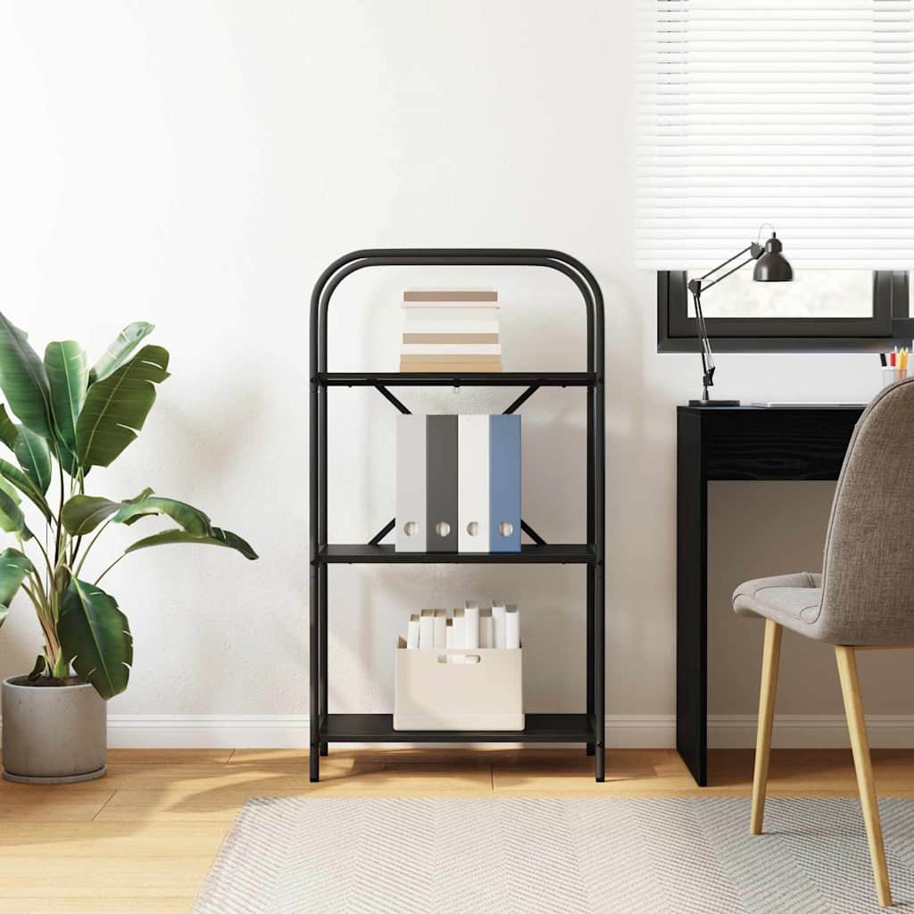 Boekenkast Zwart Eiken 60 x 30 x 109 cm Bewerkt hout is nu te koop bij PeponiXL, paradijselijk wonen!