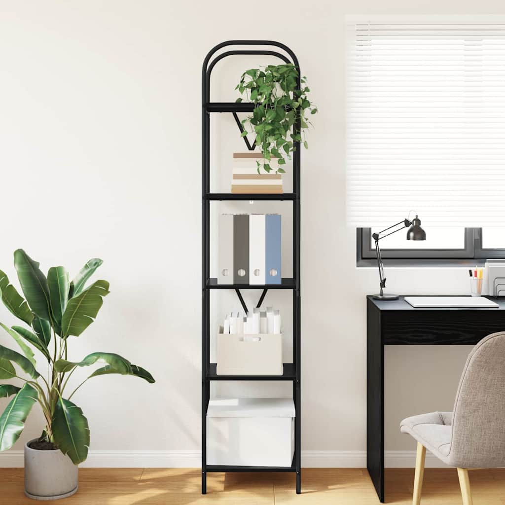 Boekenkast Zwart Eiken 40 x 30 x 183 cm Bewerkt hout is nu te koop bij PeponiXL, paradijselijk wonen!