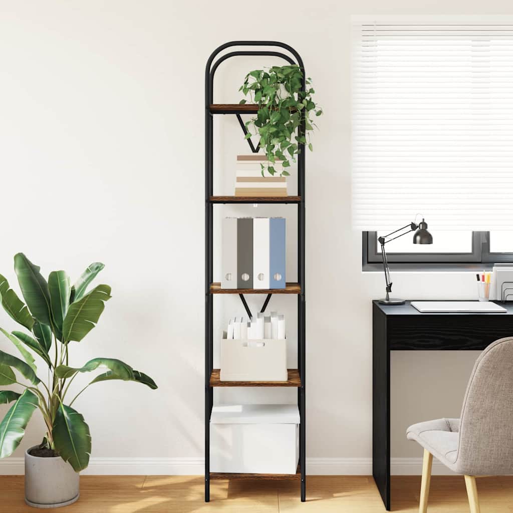 Boekenkast Gerookt eiken 40 x 30 x 183 cm Bewerkt hout is nu te koop bij PeponiXL, paradijselijk wonen!