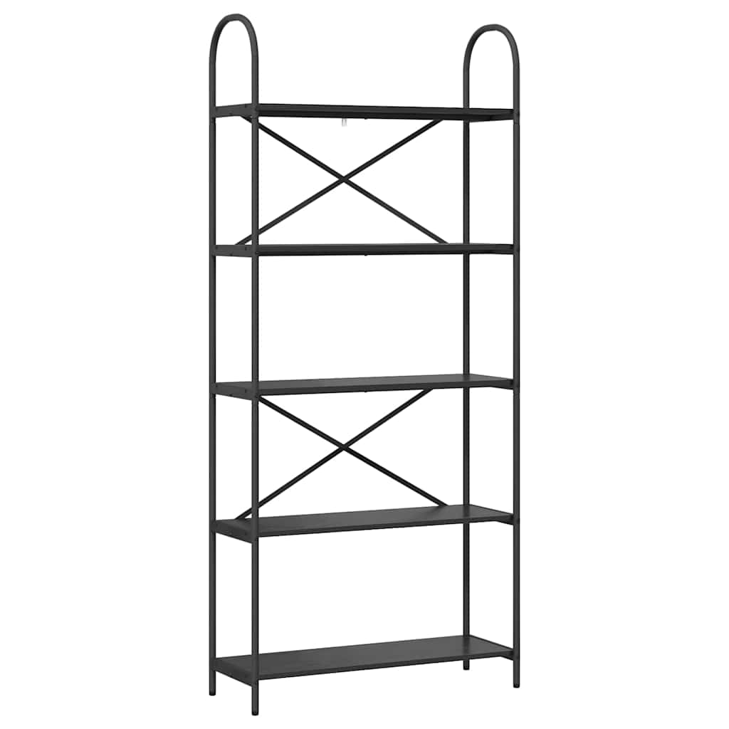 Boekenkast Zwart Eiken 80 x 30 x 183 cm Bewerkt hout is nu te koop bij PeponiXL, paradijselijk wonen!