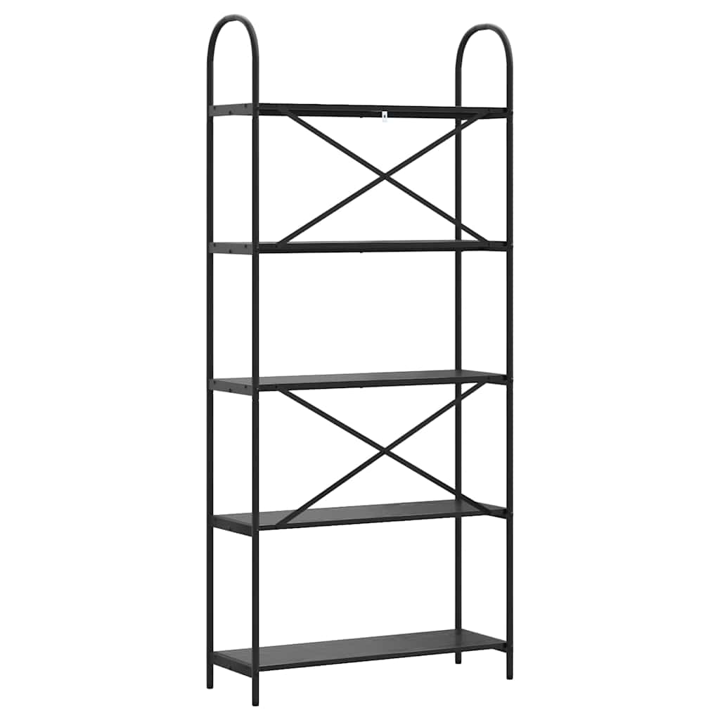 Boekenkast Zwart Eiken 80 x 30 x 183 cm Bewerkt hout is nu te koop bij PeponiXL, paradijselijk wonen!