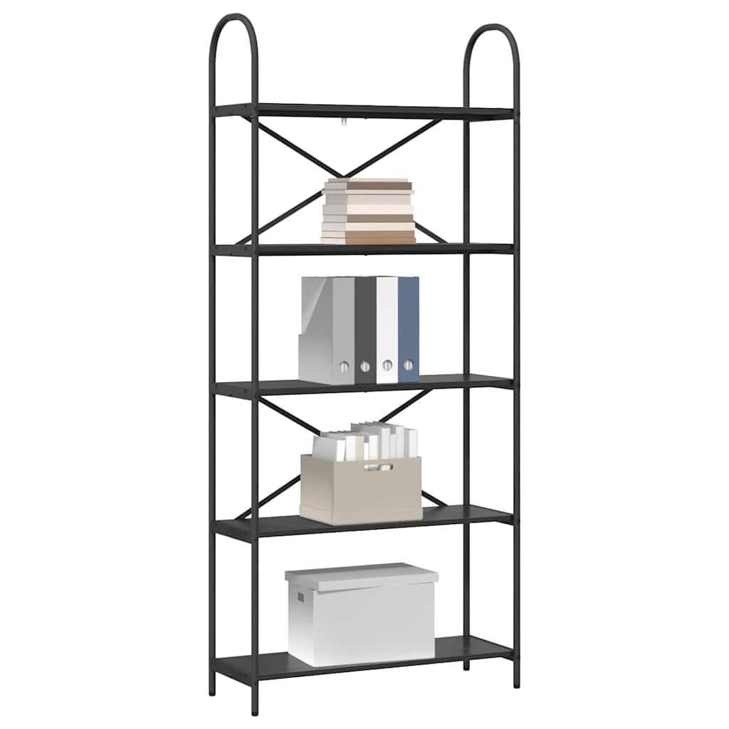 Boekenkast Zwart Eiken 80 x 30 x 183 cm Bewerkt hout is nu te koop bij PeponiXL, paradijselijk wonen!