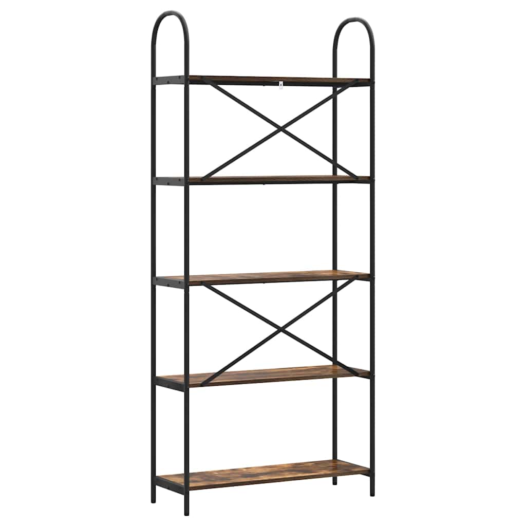 Boekenkast Gerookt eiken 80 x 30 x 183 cm Bewerkt hout is nu te koop bij PeponiXL, paradijselijk wonen!