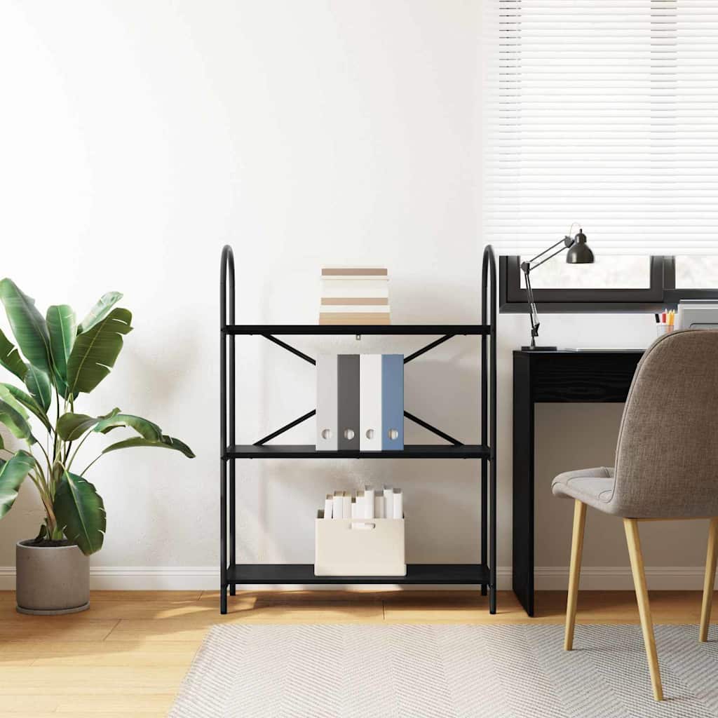 Boekenkast Zwart Eiken 80 x 30 x 109 cm Bewerkt hout is nu te koop bij PeponiXL, paradijselijk wonen!