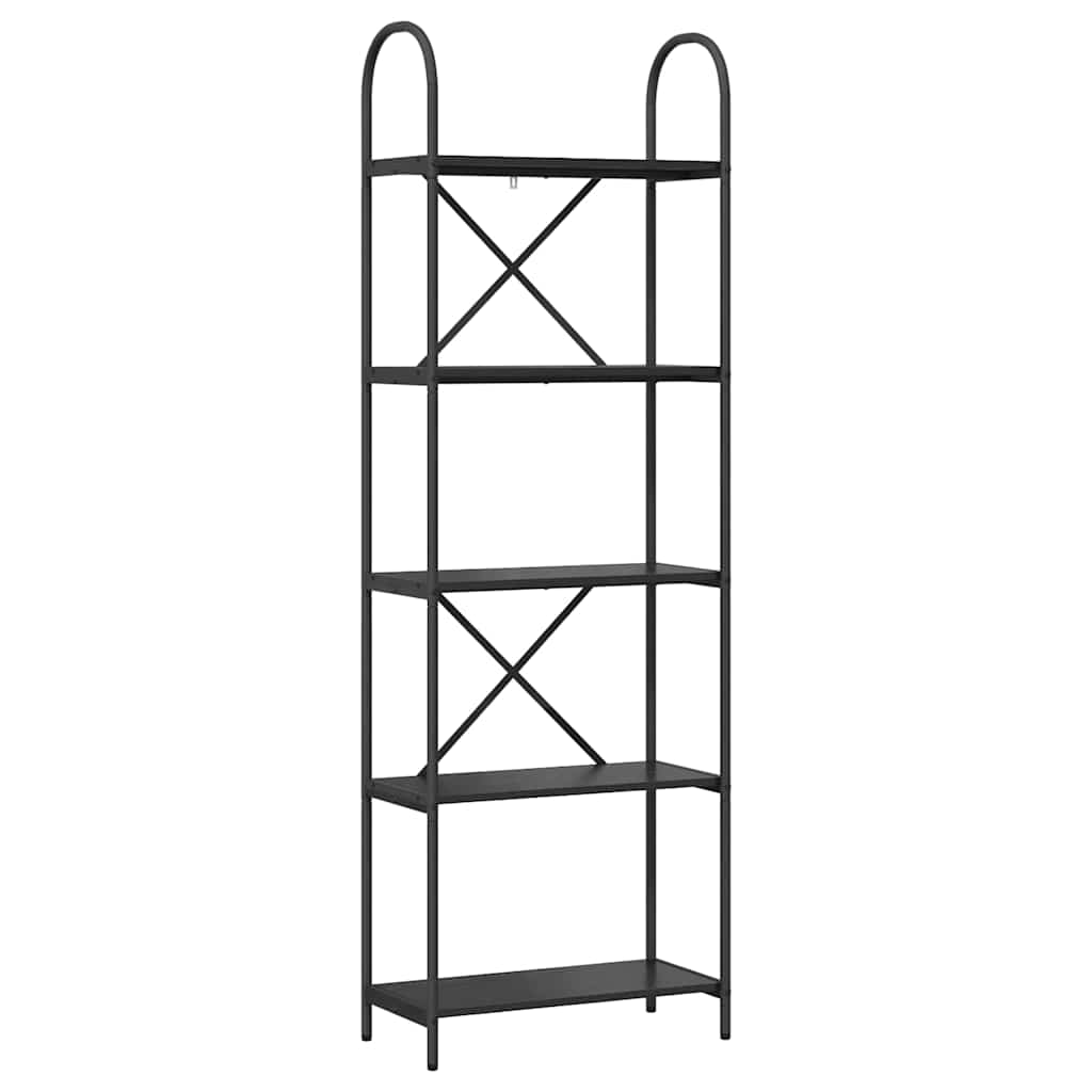 Boekenkast Zwart Eiken 60 x 30 x 183 cm Bewerkt hout is nu te koop bij PeponiXL, paradijselijk wonen!