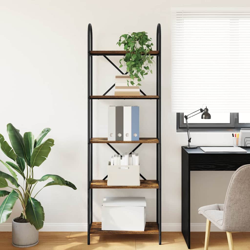 Boekenkast Gerookt eiken 60 x 30 x 183 cm Bewerkt hout is nu te koop bij PeponiXL, paradijselijk wonen!