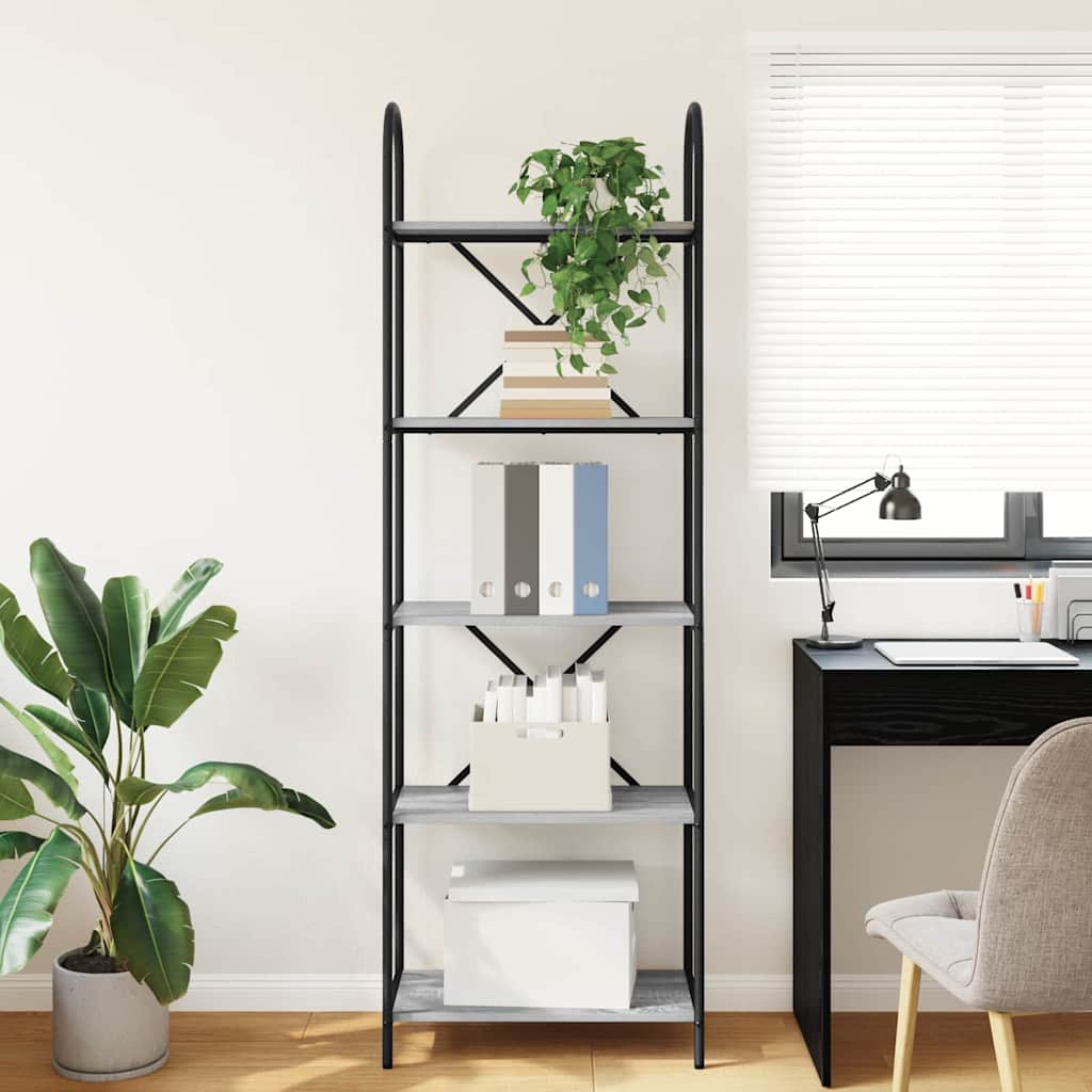 Boekenkast Grijs Sonoma 60 x 30 x 183 cm Bewerkt hout is nu te koop bij PeponiXL, paradijselijk wonen!