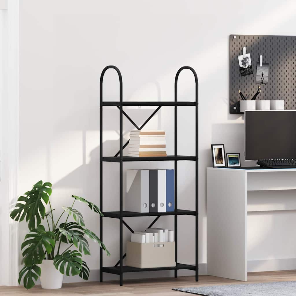 Boekenkast Zwart Eiken 60 x 30 x 146 cm Bewerkt hout is nu te koop bij PeponiXL, paradijselijk wonen!