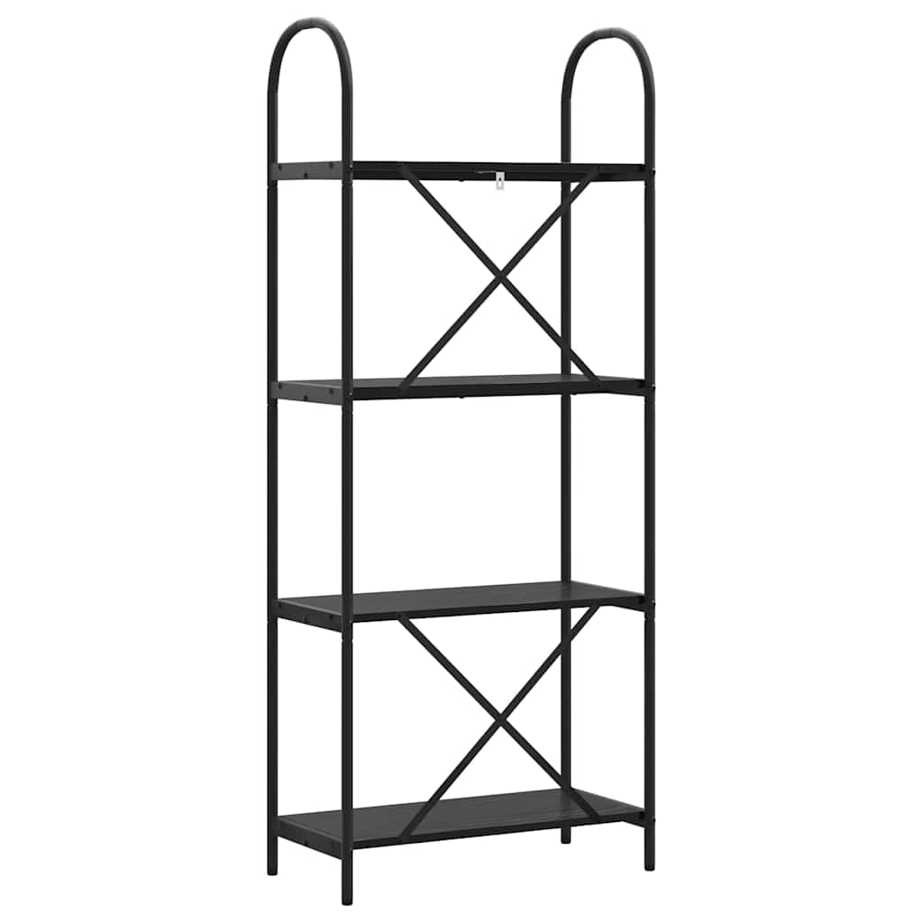 Boekenkast Zwart Eiken 60 x 30 x 146 cm Bewerkt hout is nu te koop bij PeponiXL, paradijselijk wonen!