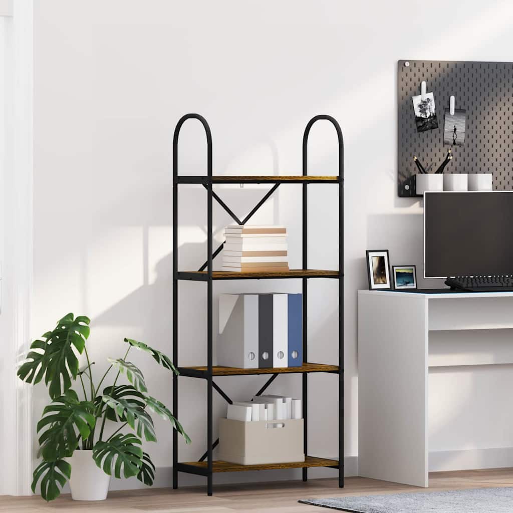 Boekenkast Gerookt eiken 60 x 30 x 146 cm Bewerkt hout is nu te koop bij PeponiXL, paradijselijk wonen!