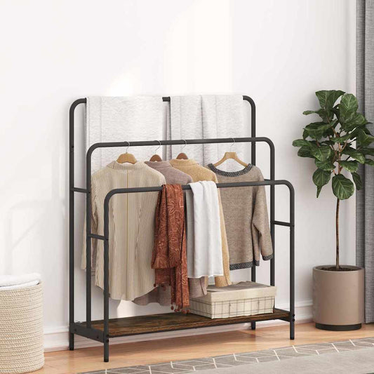 Kledingrek Gerookt eiken 90 x 30 x 100,5 cm Bewerkt hout is nu te koop bij PeponiXL, paradijselijk wonen!