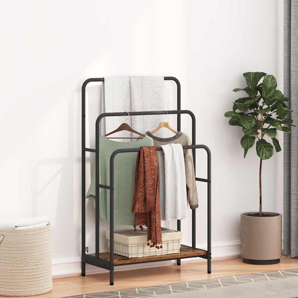 Kledingrek met plank Oudhout 60 x 30 x 100,5 cm Bewerkt hout is nu te koop bij PeponiXL, paradijselijk wonen!