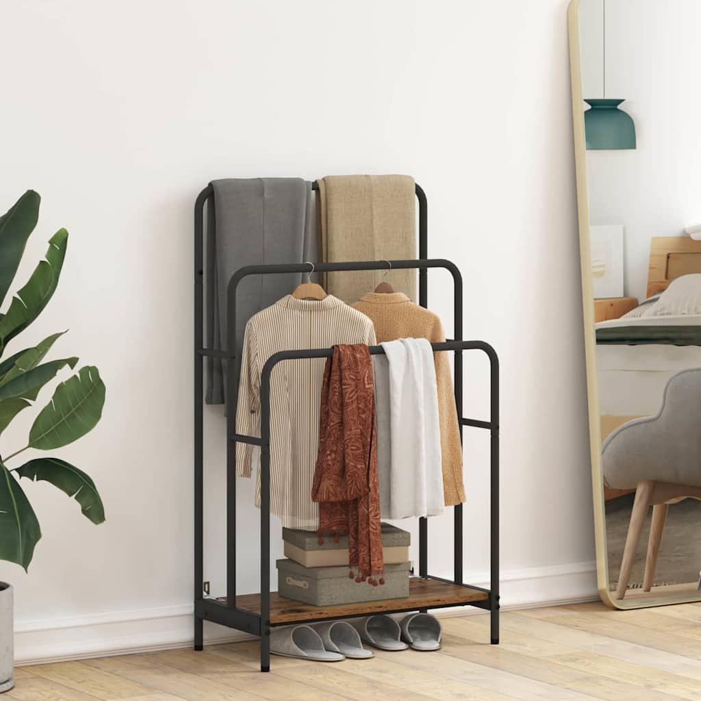 Kledingrek met plank Oudhout 60 x 30 x 100,5 cm Bewerkt hout is nu te koop bij PeponiXL, paradijselijk wonen!