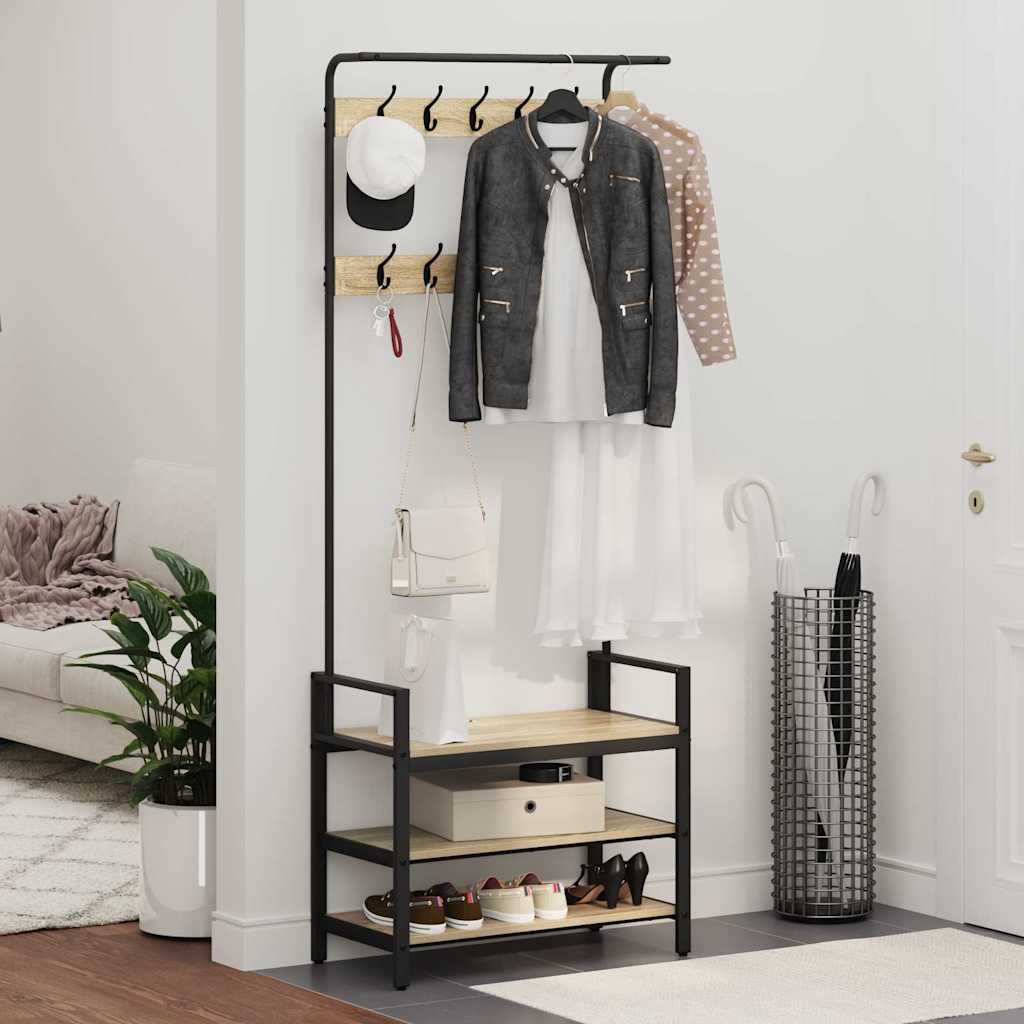 Kapstok met plank Sonoma Eiken 75 x 34 x 184 cm Bewerkt hout is nu te koop bij PeponiXL, paradijselijk wonen!