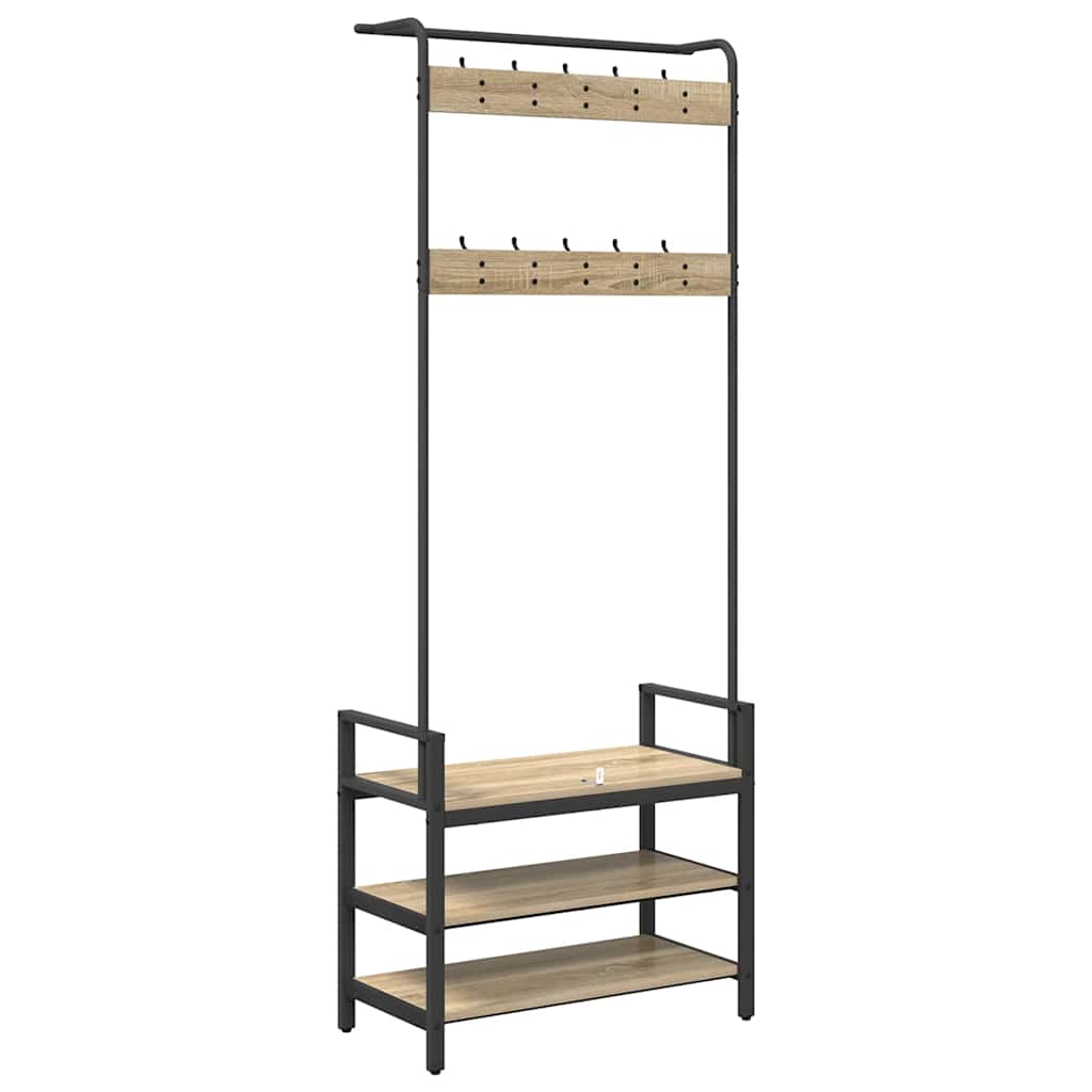 Kapstok met plank Sonoma Eiken 75 x 34 x 184 cm Bewerkt hout is nu te koop bij PeponiXL, paradijselijk wonen!