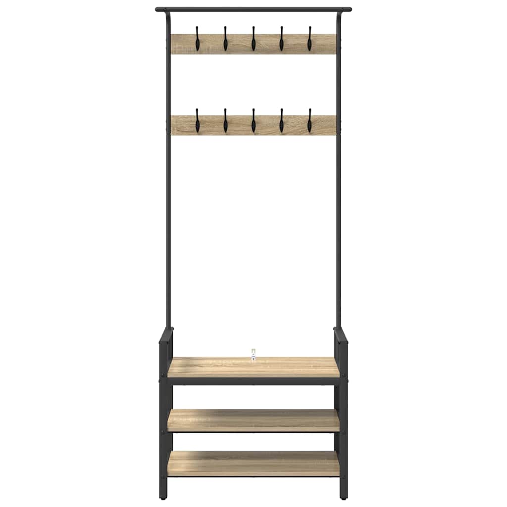 Kapstok met plank Sonoma Eiken 75 x 34 x 184 cm Bewerkt hout is nu te koop bij PeponiXL, paradijselijk wonen!