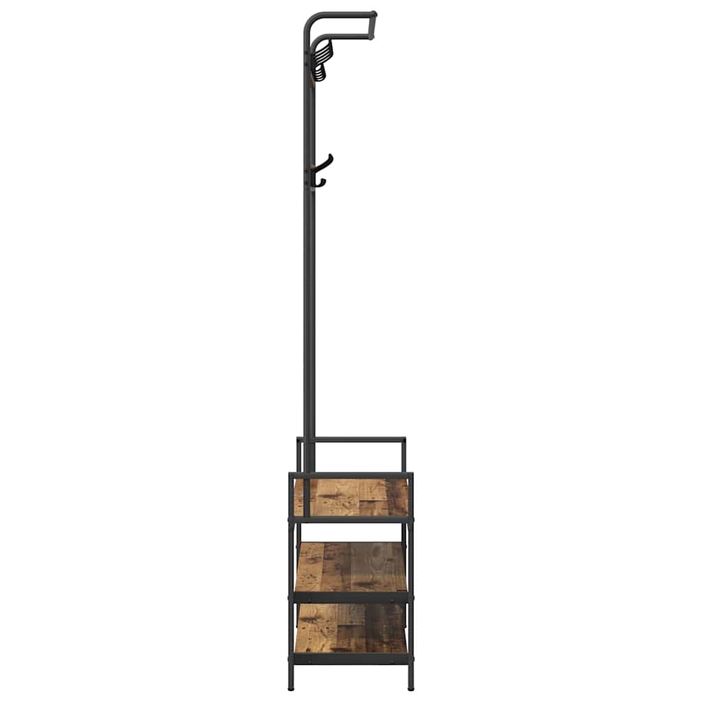 Kapstok met plank Oudhout 75 x 34 x 184 cm Bewerkt hout is nu te koop bij PeponiXL, paradijselijk wonen!